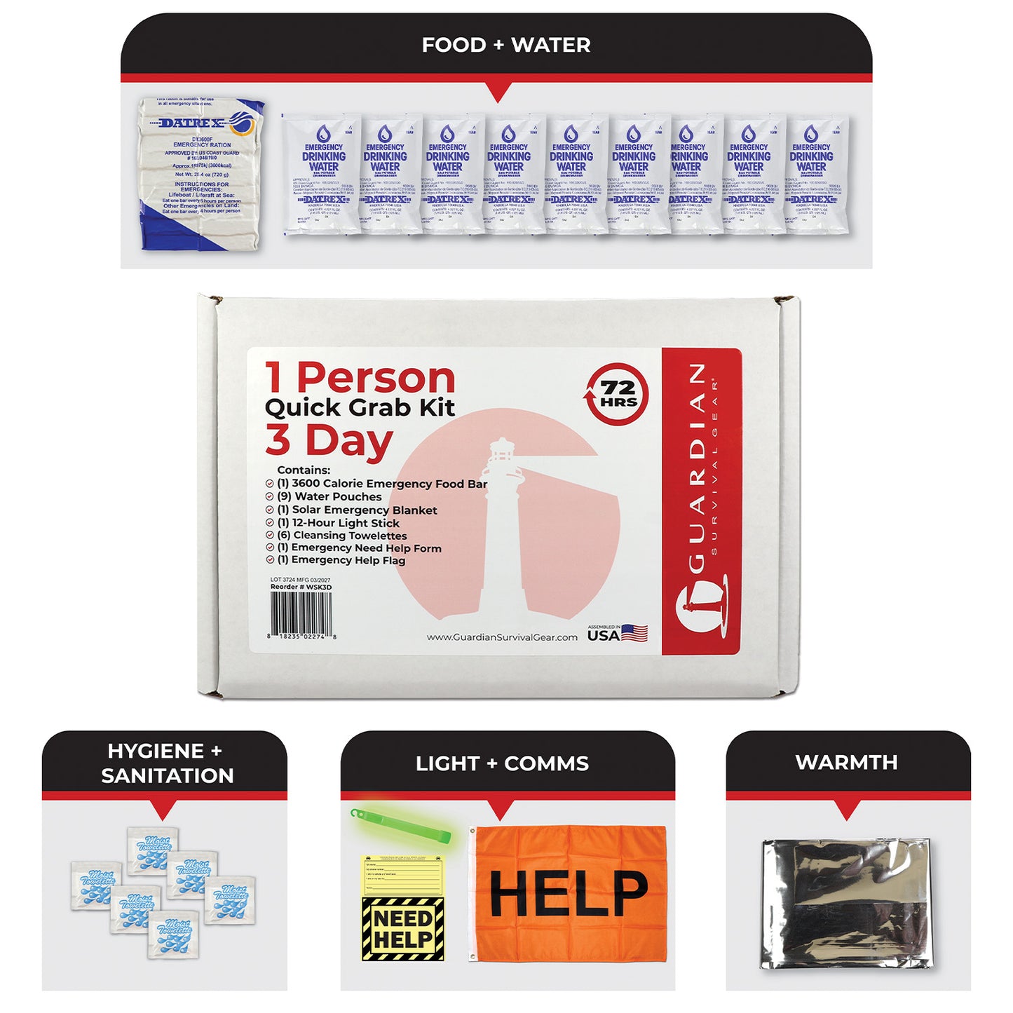 3 Day Quick Grab Kit in Resealable Box